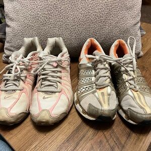 Vintage Nike Shox Women's Sneakers- Pink/White Leather  - Orange/White/Silver